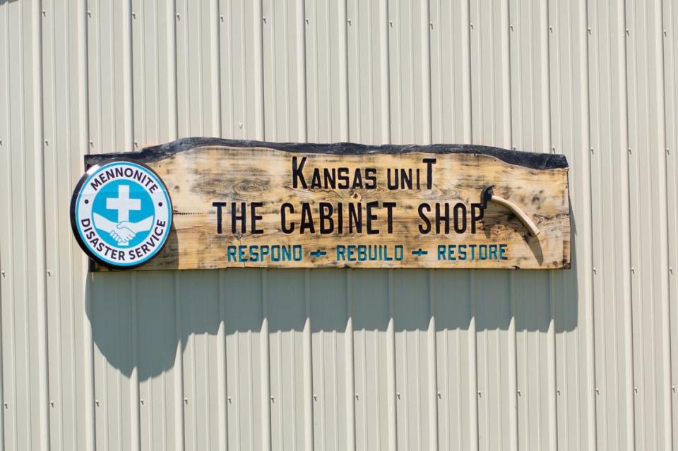 The Cabinet Shop at 604 E. Main St. in Goessel, Kansas. The shop is worked by a staff of volunteers for the Kansas unit of the Mennonite Disaster Service.