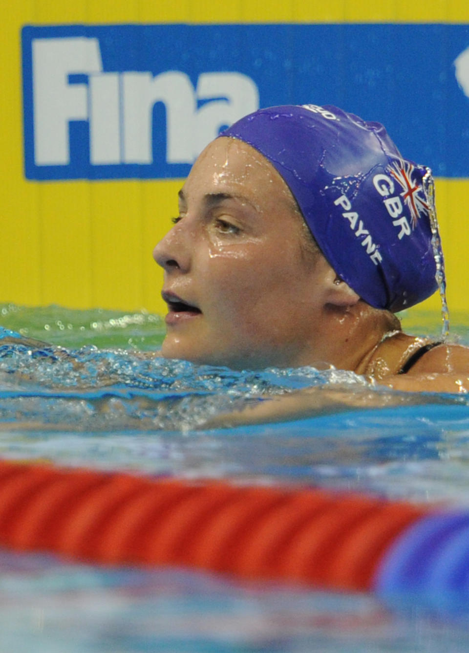 Britain's Keri-Anne Payne looks on after she competed in the heats of the women's 1,500-metre freestyle swimming event in the FINA World Championships at the indoor stadium of the Oriental Sports Center in Shanghai on July 25, 2011.  AFP PHOTO / MARK RALSTON (Photo credit should read MARK RALSTON/AFP/Getty Images)