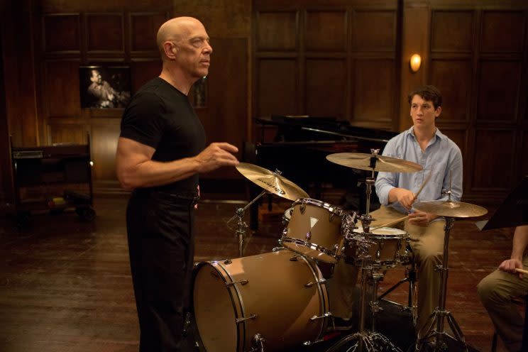 J.K. Simmons and Miles Teller in <em>Whiplash.</em> (Photo: Daniel McFadden/Sony Pictures Classics/Courtesy Everett Collection)