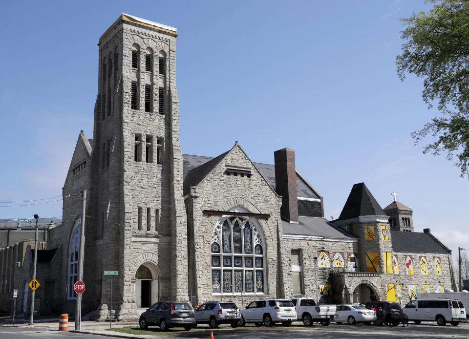 FILE - This March 26, 2017, file photo, shows the Clayborn Temple in Memphis, Tenn. The historic church was the home base for the sanitation workers strike that brought civil rights leader Martin Luther King. Jr. to Memphis. It was the starting point for a March 28, 1968 march led by King in support of the workers, a rally that turned violent when police and protesters clashed. A preservation group is inviting the public to vote on twenty sites across the country, including the Claiborne Temple, that showcase the nation's diversity and the fight for equality as part of a $2 million historic preservation campaign. (AP Photo/Mark Humphrey, File)