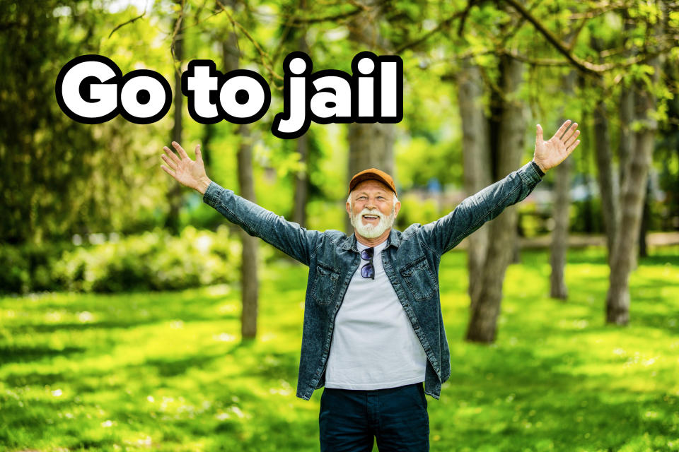 A man saying "go to jail"