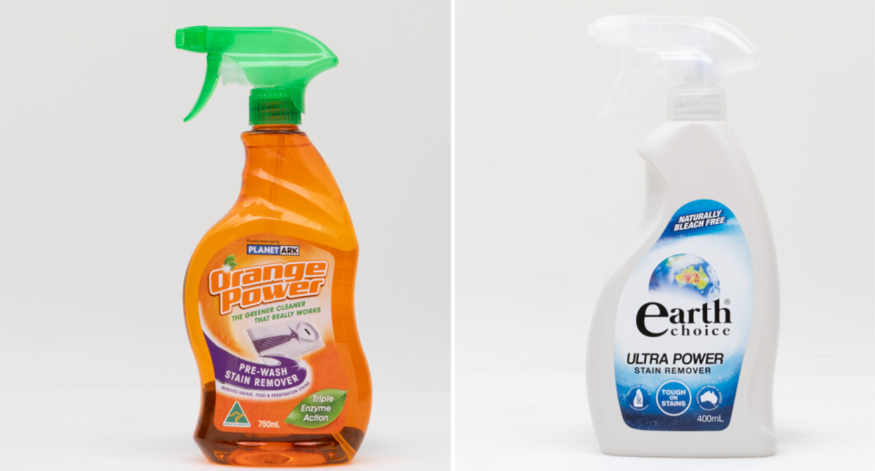 Three sprays, scoring a disappointing 59% overall, were found to be no better than using no stain remover at all, including Planet Ark Orange Power and Earth Choice Ultra Power. Source: CHOICE