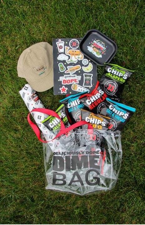 The Deliciously Dope Dime Bag consists of a specially curated sandwich, brownie and chips. Select customers will get the chance to get some additional merch, including a Jimmy John's rolling tray.