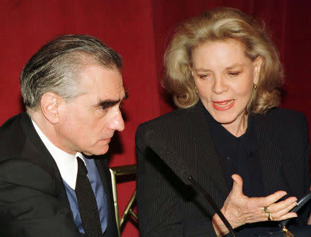 Director Martin Scorsese (L) and actress Lauren Bacall address a news conference in New York, in this file picture taken April 14, 1997. REUTERS/Peter Morgan/Files