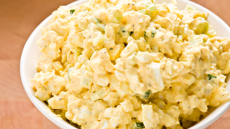 Fresh egg salad in bowl