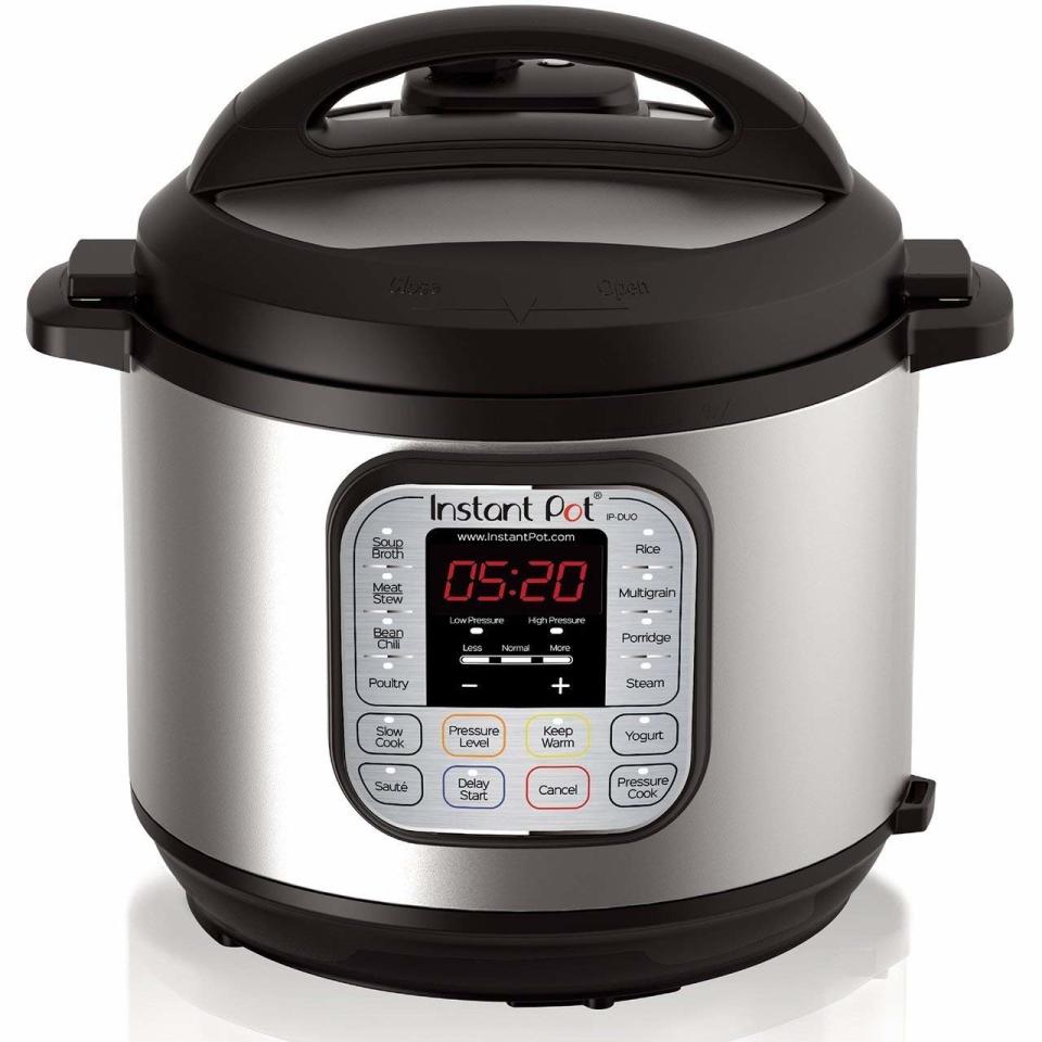 This all-in-one pot works like a pressure cooker, slow cooker, rice cookers, steamer, saute and yogurt maker so you can cook or keep your food warm with the push of a button. <strong><a href="https://www.amazon.com/Instant-Pot-Multi-Use-Programmable-Pressure/dp/B00FLYWNYQ/ref=sr_1_4?s=kitchen&amp;ie=UTF8&amp;qid=1547574944&amp;sr=1-4&amp;keywords=instant+pot" target="_blank" rel="noopener noreferrer">Find it here.</a></strong>