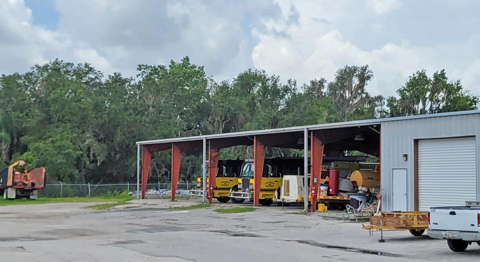 As of last week, Fort Meade was storing two recently delivered fire trucks at the city's public works warehouse. The trucks are too tall to fit easily in the existing fire station.