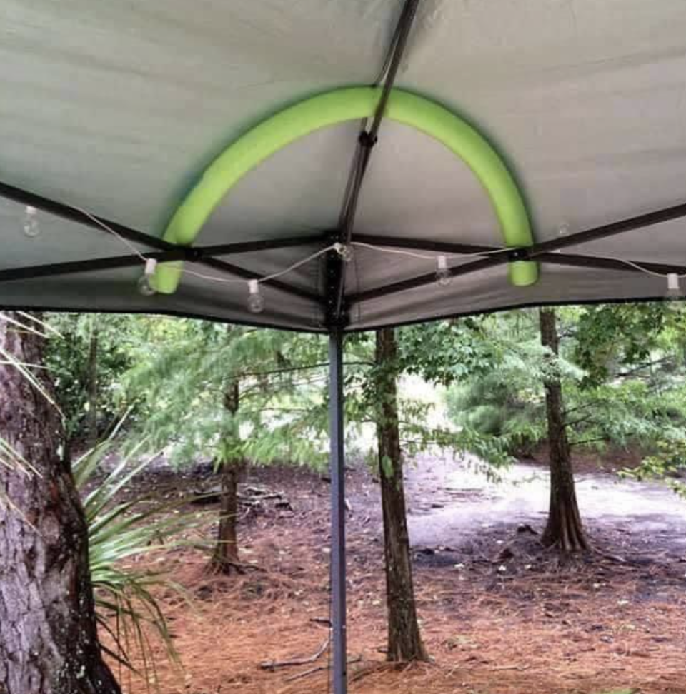 a tent with a pool noodle