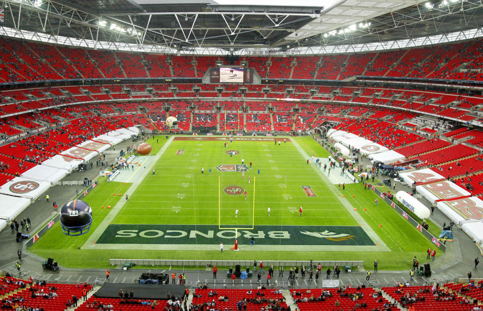 Overseas appeal: An NFL game between the San Francisco 49ers and the Denver Broncos in 2010. (Rex)