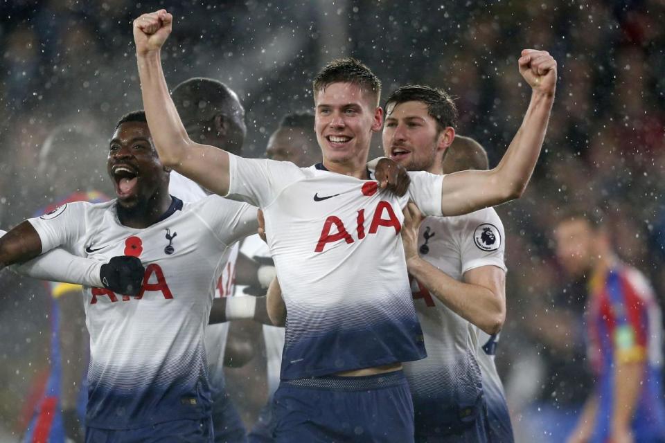 Foyth scored his first goal to extend Tottenham's impressive record on the road. (AFP/Getty Images)