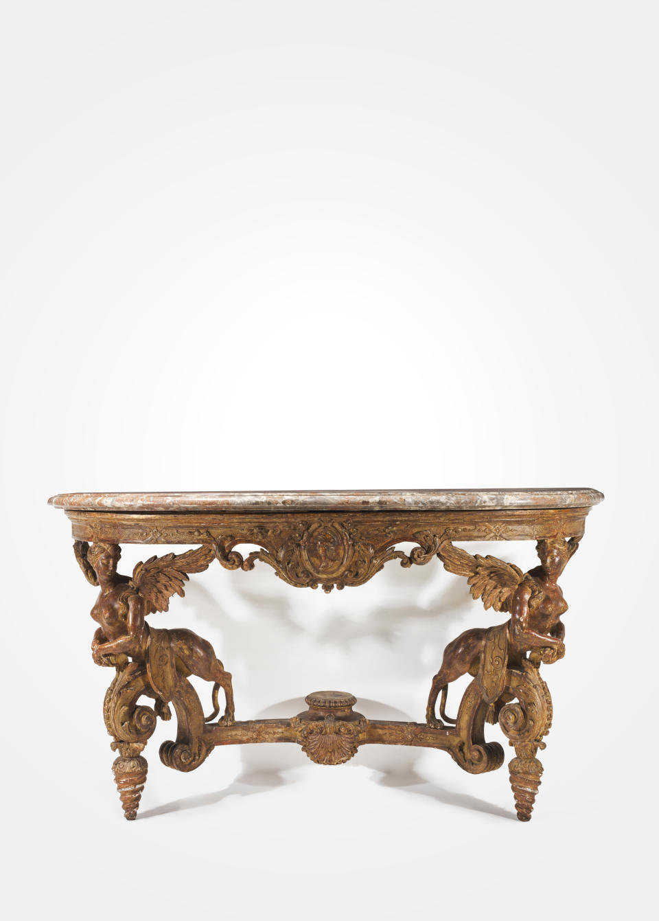 A Régence gilt-oak console table from the Hubert de Givenchy auction at Christie’s that previously belonged to Gabrielle “Coco” Chanel. - Credit: Courtesy of Christie's