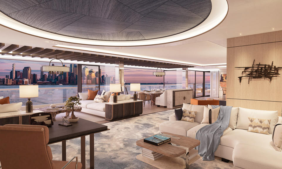 An artist's impression of an exclusive apartment onboard a superyacht. (Source: somniosuperyachts.com)