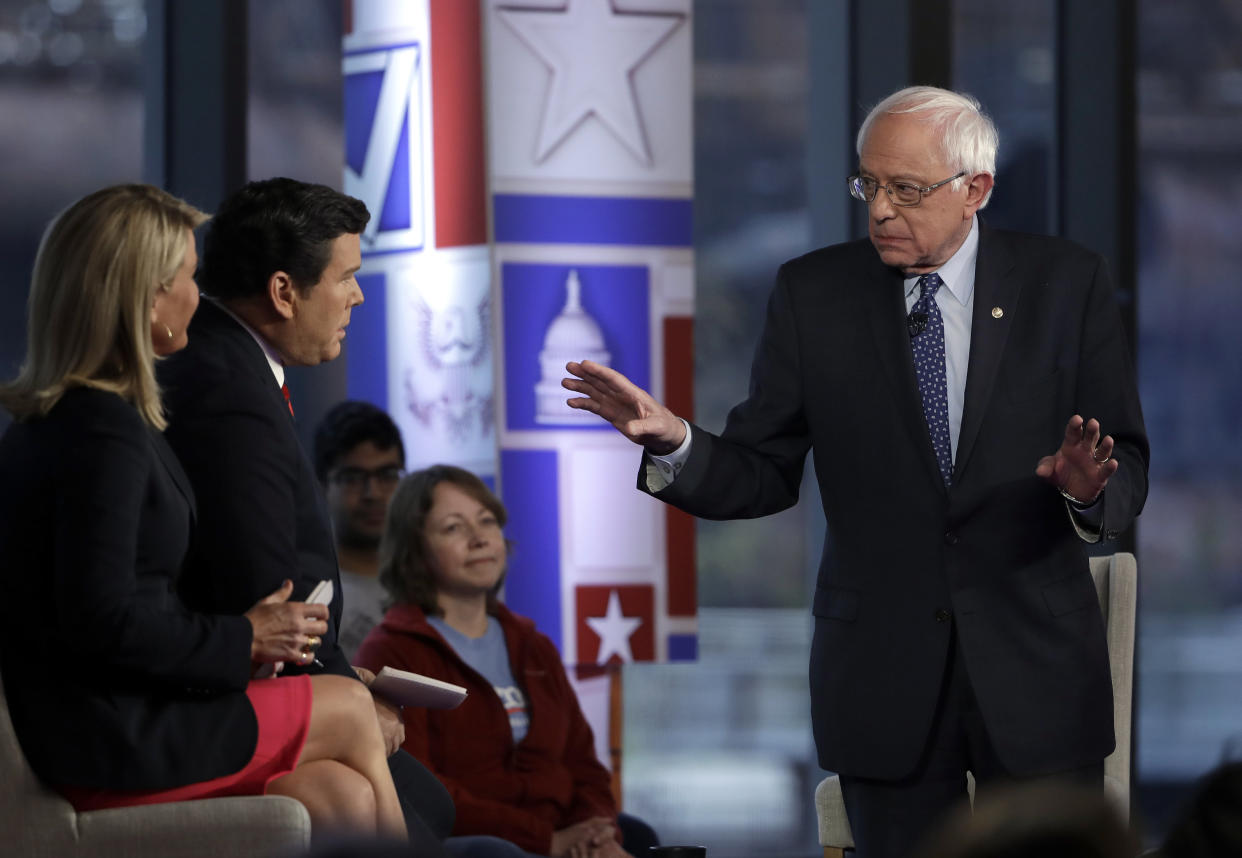 Sen. Bernie Sanders, I-Vt., in Bethlehem, Pa. (AP Photo/Matt Rourke)