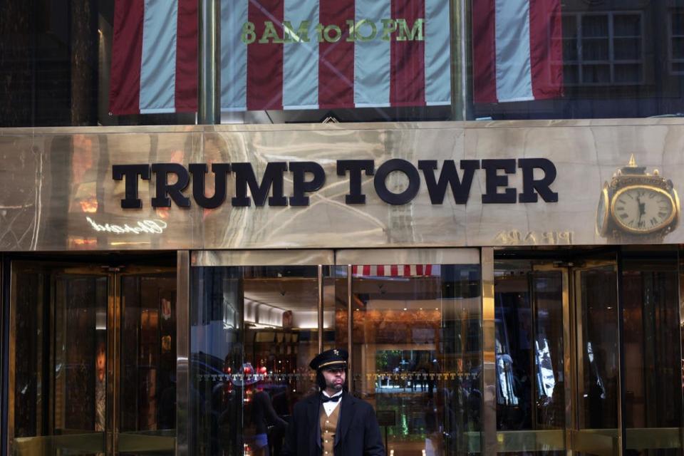 A doorman stands outside of Trump Tower on March 21 in New York City. Former President Donald Trump has been indicted in an investigation into hush money payments to adult film actress Stormy Daniels.