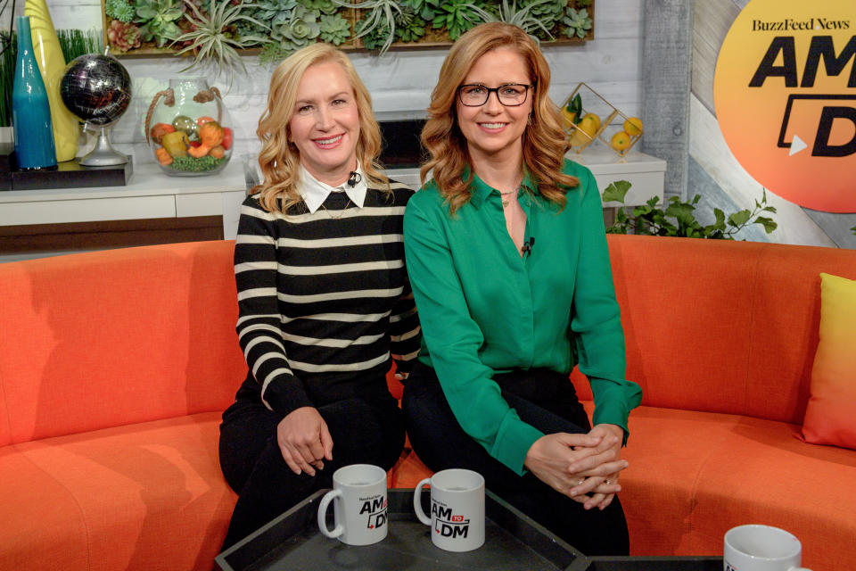 Angela Kinsey and Jenna Fischer on BuzzFeed's "AM to DM" Thursday. (Photo: Roy Rochlin via Getty Images)