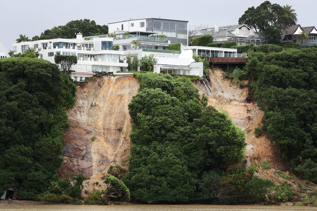 Auckland was hit with a historic amount of torrential rainfall, making cliffside homes unsafe  (Getty Images)