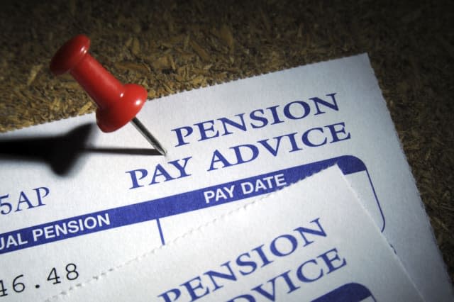 PRIVATE PENSION PAY ADVICE ON NOTICE BOARD WITH PIN