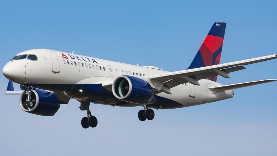 A Delta Air Lines Airbus A220-100 aircraft