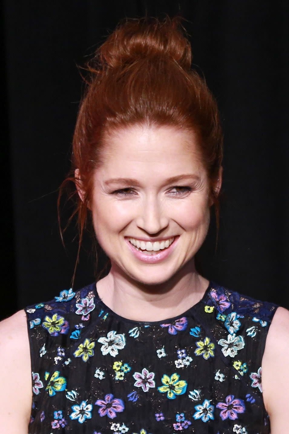 <p>A smaller topknot can help create a fuller look, too, as actress <strong>Ellie Kemper </strong>proves. Leave the base looser so it naturally rounds out a bit more before securing the bun.</p>