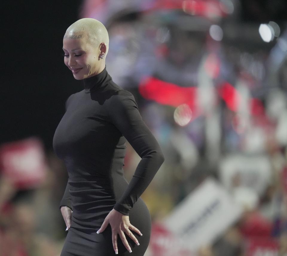 Amber Rose during the first day of the Republican National Convention. The RNC kicked off the first day of the convention with the roll call vote of the states.