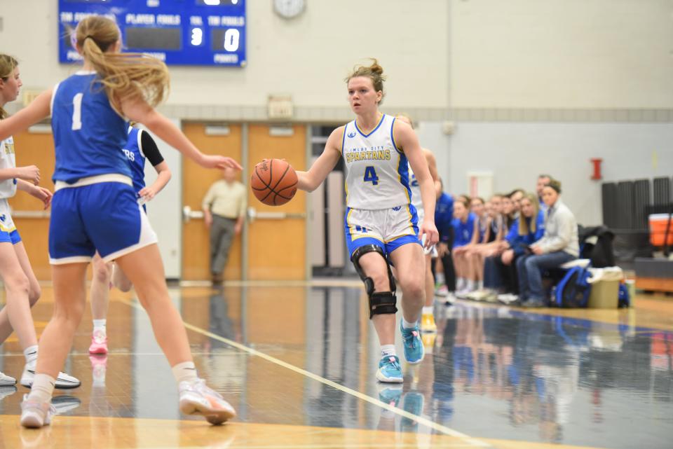 Imlay City's Lexa Forti brings the ball up the floor during a game earlier this season.