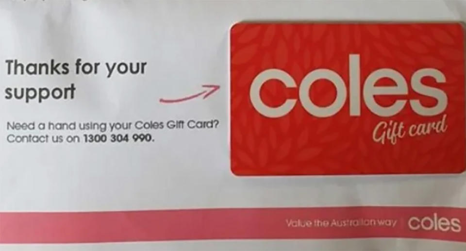 Coles gift card letter