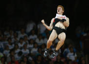 Shawnacy Barber of Canada competes in the men's pole vault final during the 15th IAAF World Championships at the National Stadium in Beijing, China August 24, 2015. REUTERS/Damir Sagolj