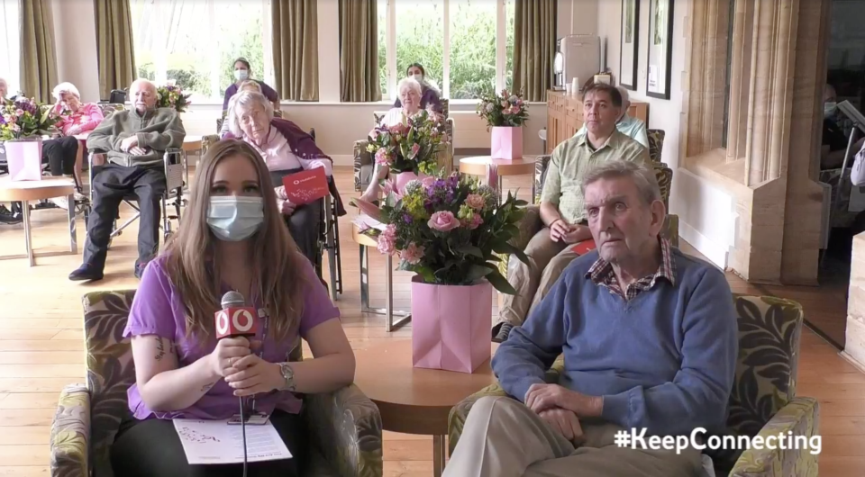 Care home residents at Anchor Hanover West Hall in West Byfleet (Vodaphone UK/PA)