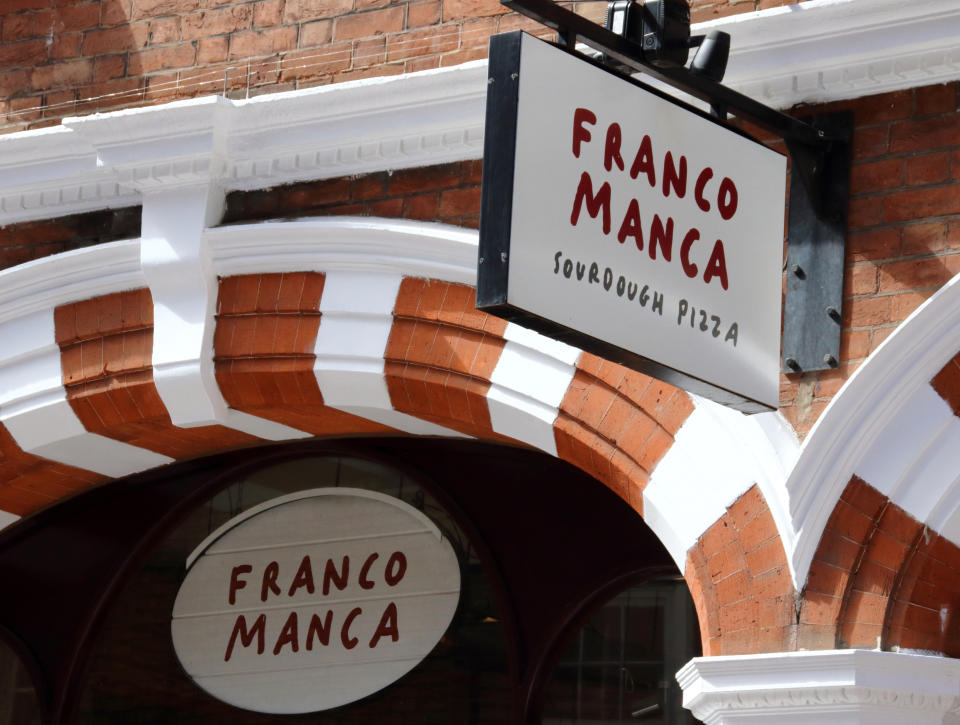 LONDON, UNITED KINGDOM - 2020/08/22: Franco Manca, a sourdough Neapolitan pizza business restaurant seen in Central London. (Photo by Keith Mayhew/SOPA Images/LightRocket via Getty Images)