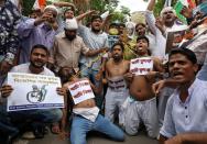 Protest against farm bills passed by India's parliament, in Kolkata