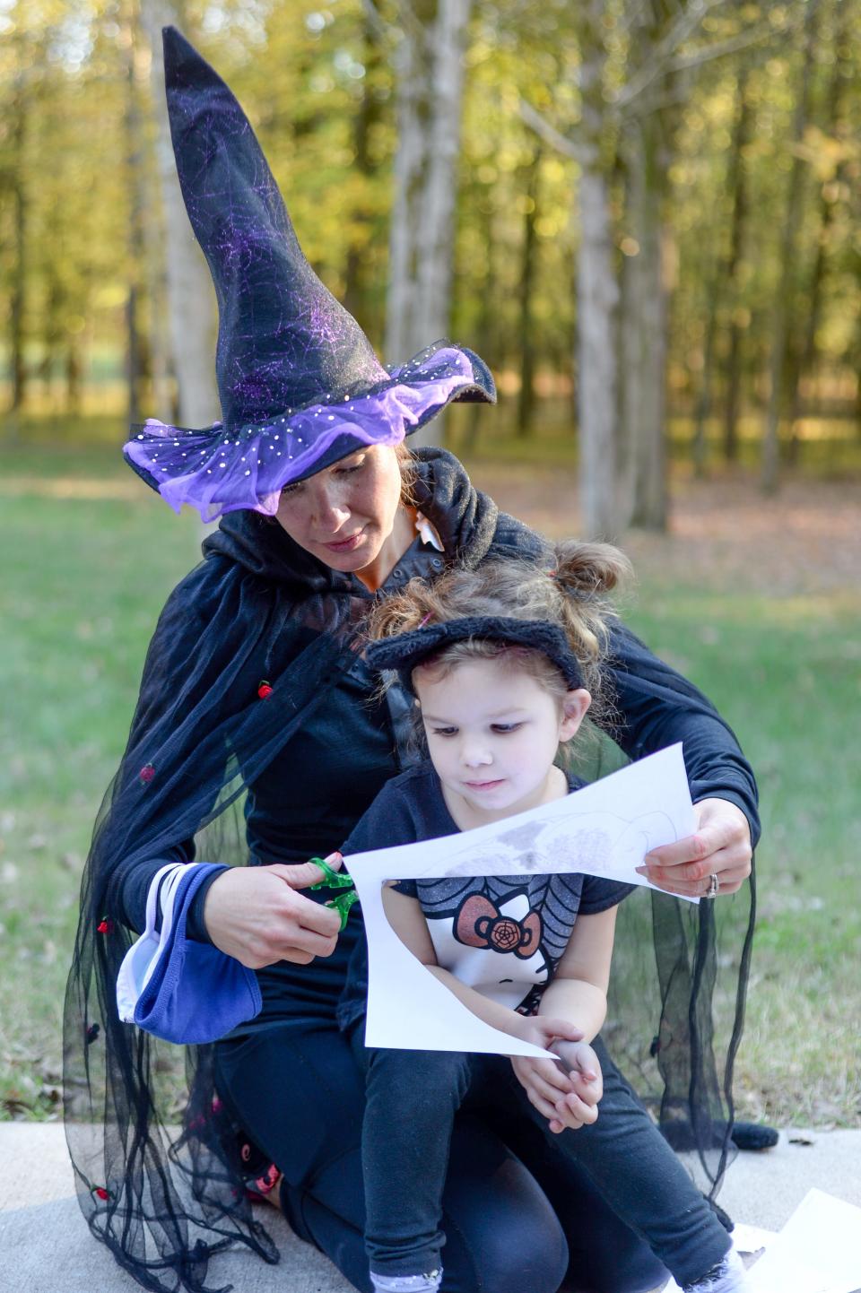 Heather and Laney Rountree make a mask in 2020 at Bledsoe Creek State Park in Gallatin.