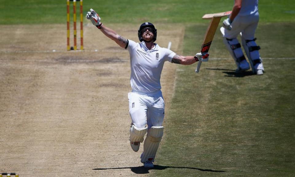 Ben Stokes celebrates his double hundred against South Africa in 2016