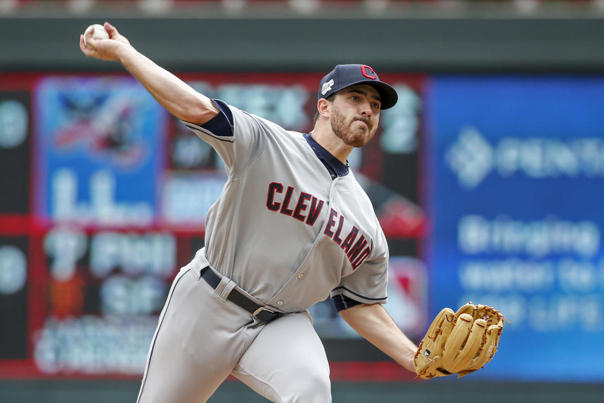 Cleveland Indians starting pitcher Aaron Civale