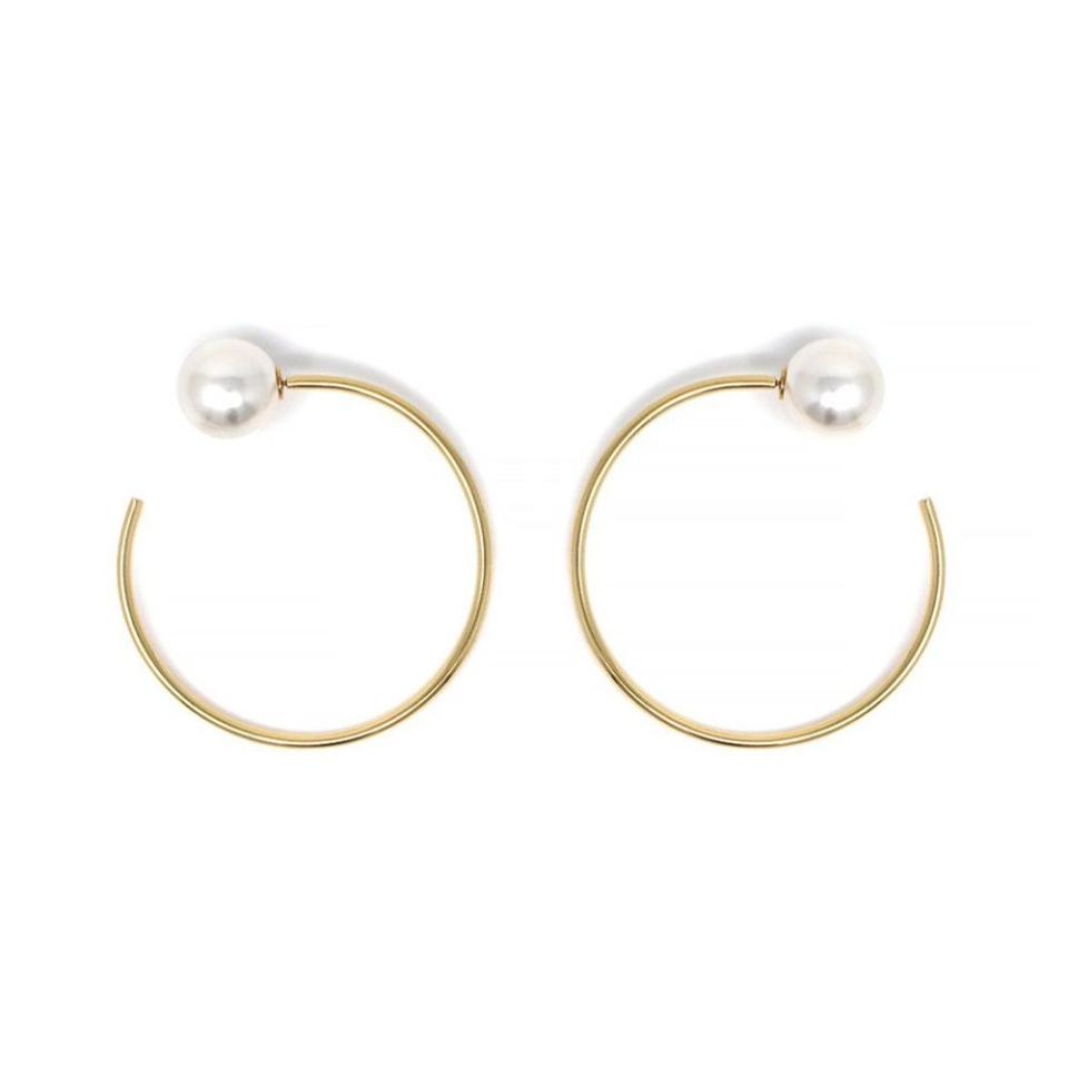 31) Medium Hoop Earrings With Pearl Backs