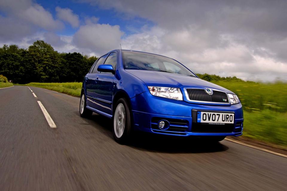 <p>Skoda has proved itself no slave to <strong>convention</strong> and the 2003 Fabia vRS proved it. Where its obvious rivals were all petrol-powered, the Fabia opted for a 130bhp <strong>turbodiesel</strong> engine. That might have been giving away a fair bit of fire power to the competition, but the vRS also came with <strong>228lb ft</strong> of torque to propel it from rest to 62mph in an official 9.6 seconds, though Autocar recorded an impressive 7.1 second time.</p><p>The Fabia vRS was <strong>no one-trick</strong> pony, either, as it handled <strong>nimbly</strong> and put its power down without the histrionics of many rivals. Allied to this, the Skoda was comfortable, easy on fuel and has earned a <strong>cult</strong> following among those who appreciate its corkscrew thinking on the hot hatch formula.</p>