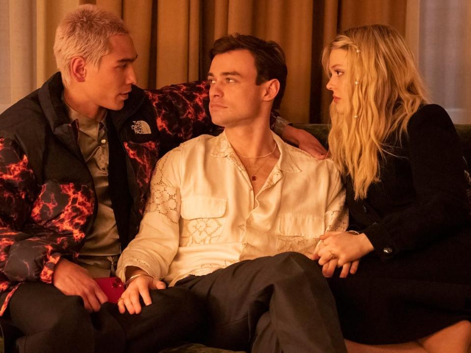 Evan Mock, Thomas Doherty, and Emily Alyn Lind on season two, episode two of "Gossip Girl."