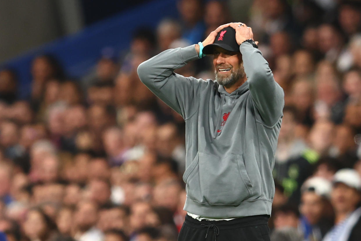 Liverpool manager Jurgen Klopp reacts during the Champions League round-of-16 second leg match against Real Madrid.