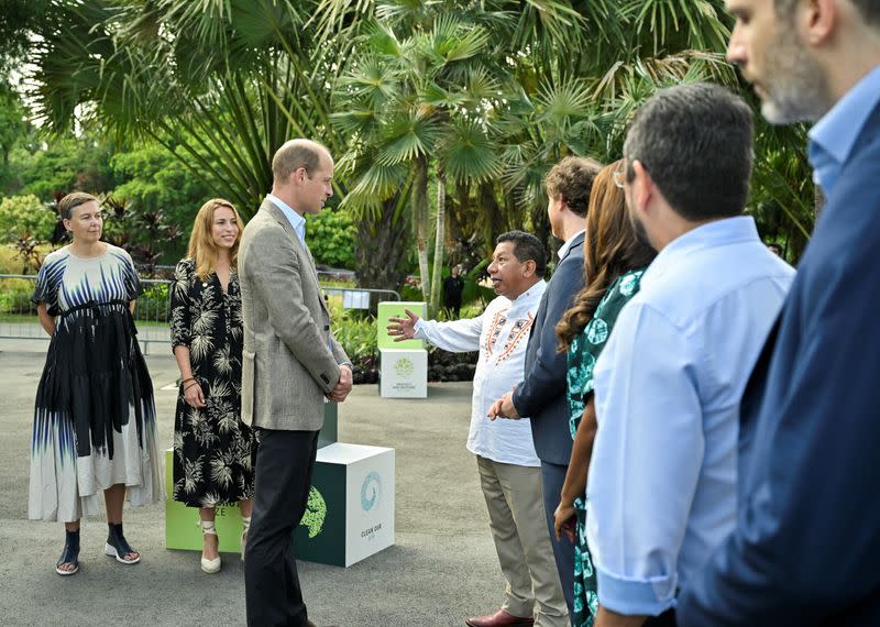 Britain's Prince William meets the 2023 Earthshot Prize Finalists at the base of the Supertrees in Gardens by the Bay in Singapore