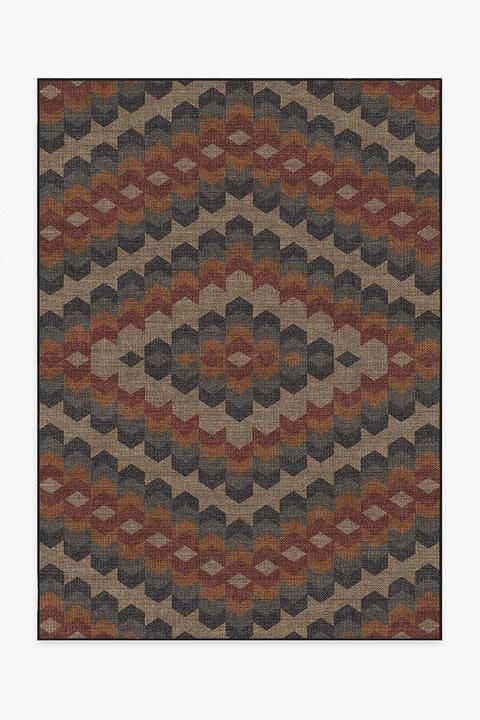 3) Kishale Brick & Blue Re-Jute Rug