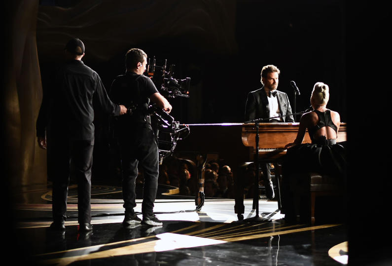 For editorial use only, no marketing or advertising is permitted without the prior consent of A.M.P.A.S.Mandatory Credit: Photo by Matt Petit/A.M.P.A.S./REX/Shutterstock (10112936fp) Bradley Cooper and Lady Gaga 91st Annual Academy Awards, Backstage, Los Angeles, USA - 24 Feb 2019