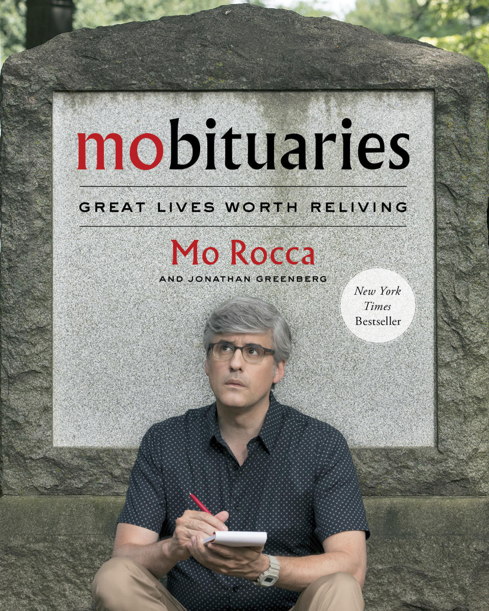 This image released by Simon & Schuster shows "Mobituaries: Great Lives Worth Reliving, " by Mo Rocca and Jonathan Greenberg. (Simon & Schuster via AP)