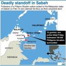 Graphic showing the area of deadly standoff in Malaysia's Sabah between Malaysian forces and followers of a Filipino Muslim sultan who is claiming the territory as his ancestral land