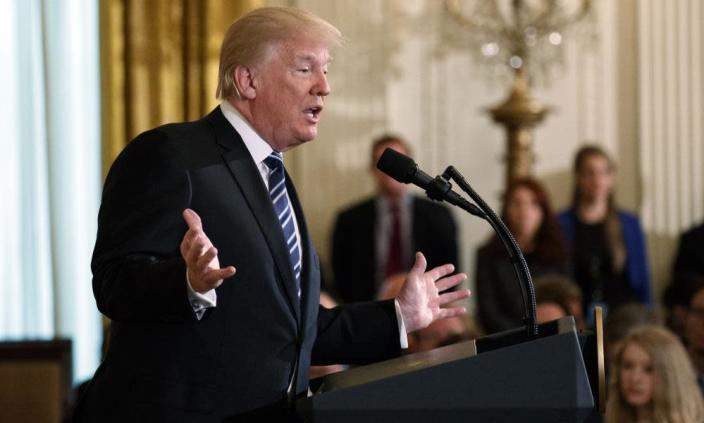 Donald Trump speaking at an event on prison reform at the White House on 18 May. He called prison reform an issue &#x002018;that unites people from across the spectrum&#x002019;.