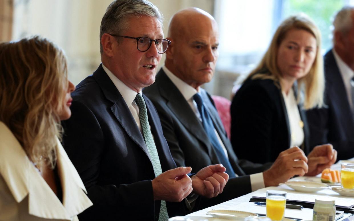 Sir Keir Starmer addresses Italian business leaders during a breakfast in Rome this morning