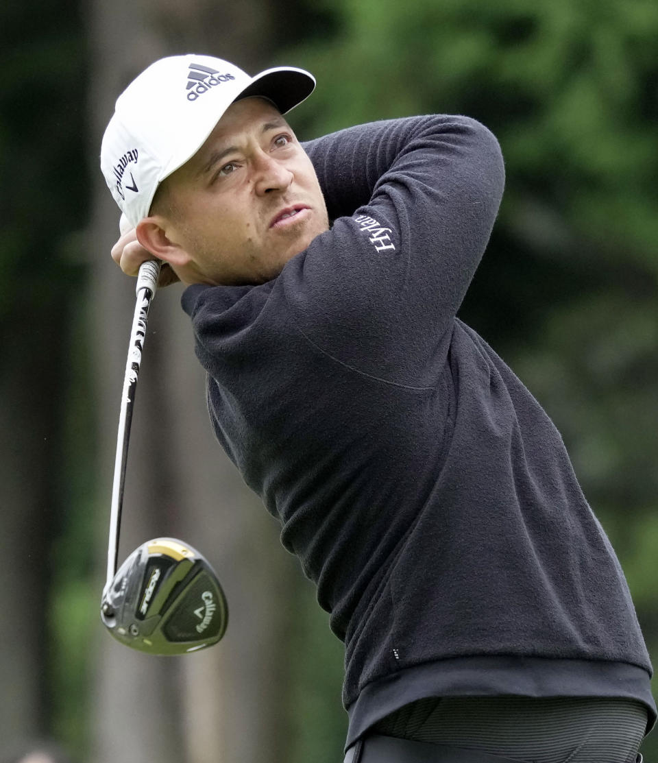 Xander Schauffele plays a shot at the Zozo Championship in Inzai, Chiba prefecture, Japan Thursday, Oct. 13, 2022. (Kyodo News via AP)