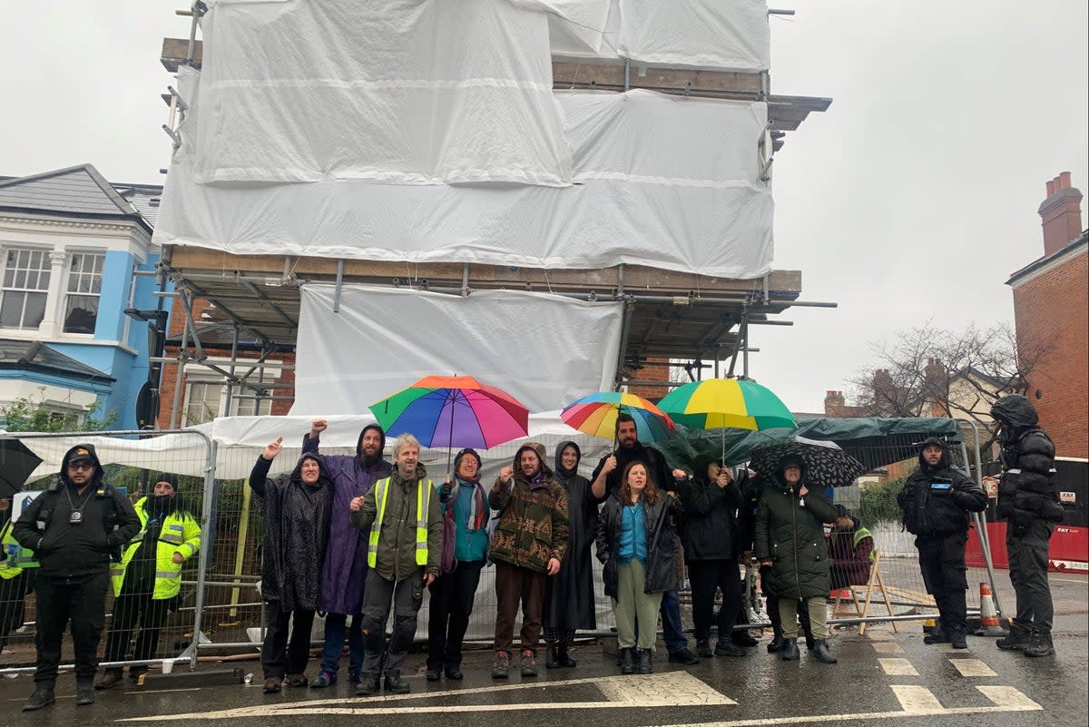 The 120-year-old plane tree has been covered in scaffolding and plastic by Haringey Council  (Haringey Tree Protectors)