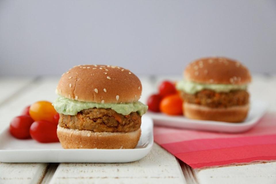 <p>Sarah Copeland</p><p>These lentil chickpea burgers are packed full of nutrients and make a wonderful vegetarian option for burger night. </p><p><strong>Get the recipe: <a href="https://parade.com/250134/catherinemccord/my-friend-sarahs-lentil-chickpea-burgers/" rel="nofollow noopener" target="_blank" data-ylk="slk:Lentil Chickpea Burgers;elm:context_link;itc:0;sec:content-canvas" class="link ">Lentil Chickpea Burgers</a></strong></p>