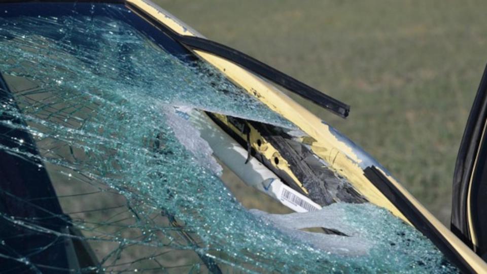 PHOTO: Damage to Alexa Bartell's car is shown after she was fatally injured by a rock, on April 19, 2023. (Jefferson County, CO Sheriff's Office)