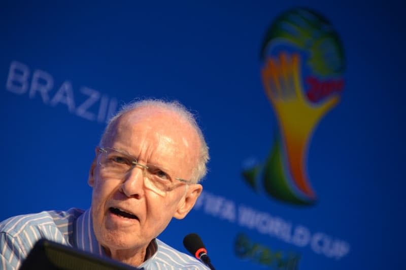 FIFA World Cup 2014 ambassador and former soccer player and coach Mario Zagallo attends a press conference at media center in Costa do Sauipe, Brazil. picture alliance / dpa