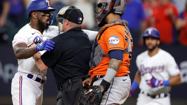 Astros' Bryan Abreu suspended for throwing at Rangers' Adolis García in  Game 5 of ALCS